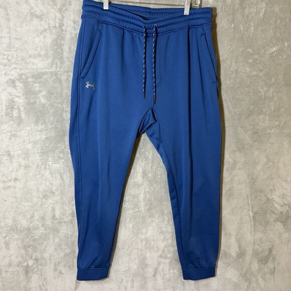 Under Armour ColdGear Joggers XL Blue Loose Fleece Lined Sweatpants Tapered - Picture 2 of 10